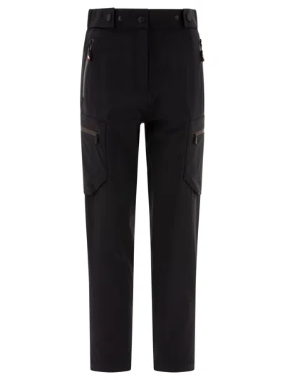 Moncler Grenoble Black Cargo Pants With Adjustable Waist In Stretch Fabric Woman