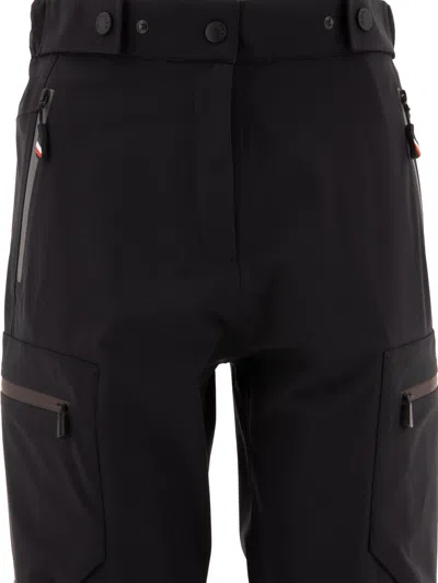Moncler Grenoble Black Cargo Pants With Adjustable Waist In Stretch Fabric Woman