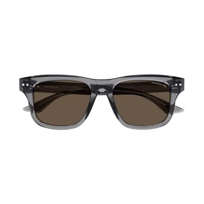 Montblanc Eyewear Rectangular Frame Sunglasses In Blue
