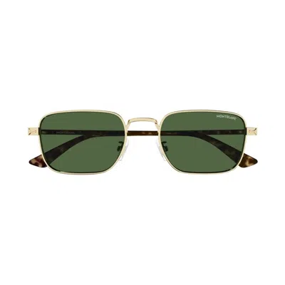 Montblanc Green Metal Sunglasses In Gold