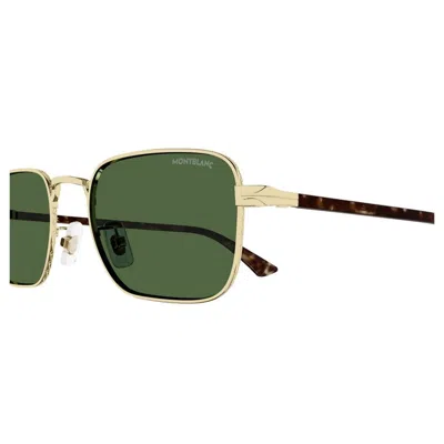 Montblanc Green Metal Sunglasses In Gold