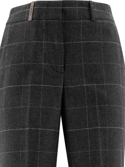 Peserico Check Pattern Wool And Cashmere Trousers