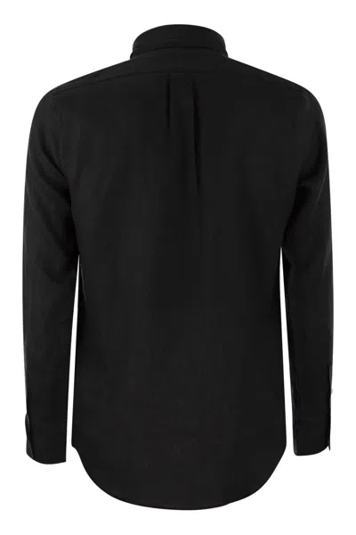 Polo Ralph Lauren Black Shirt With Button-down Collar And Pony Embroidery On The Front
