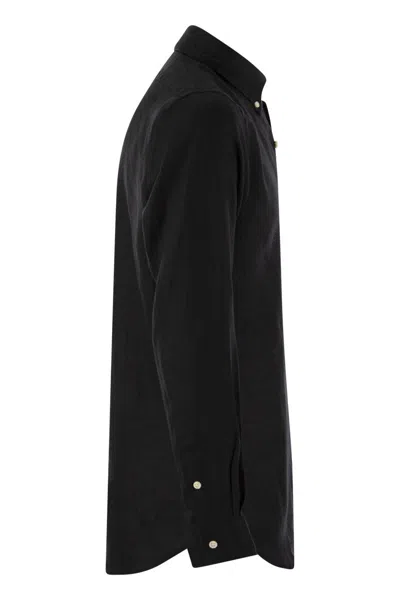 Polo Ralph Lauren Black Shirt With Button-down Collar And Pony Embroidery On The Front