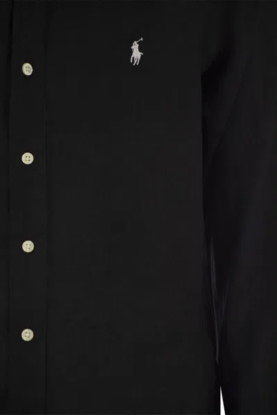 Polo Ralph Lauren Black Shirt With Button-down Collar And Pony Embroidery On The Front