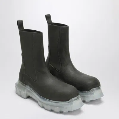 Rick Owens Dark Green Tractor Ankle Boots With Elastic Gussets