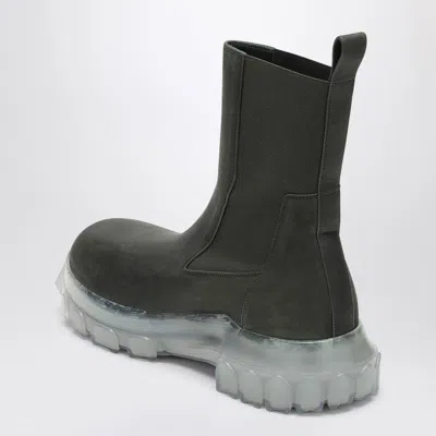 Rick Owens Dark Green Tractor Ankle Boots With Elastic Gussets