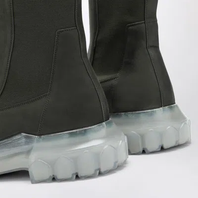 Rick Owens Dark Green Tractor Ankle Boots With Elastic Gussets