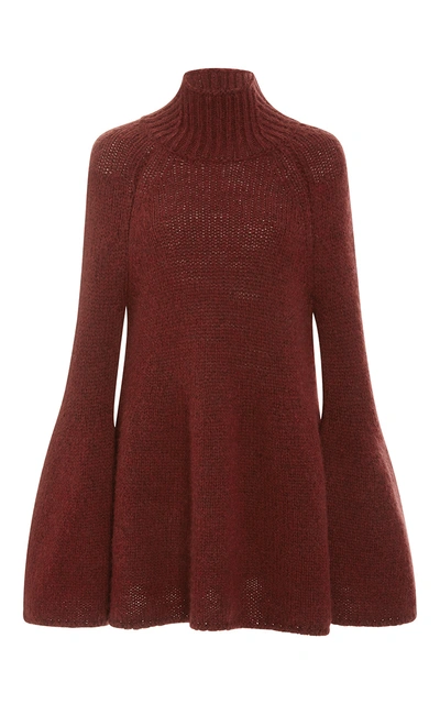 Rosetta Getty Bell Sleeve Turtleneck Sweater In Bordeaux