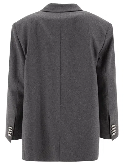 Attico Single-breasted Oversized Wool Blazer In Gray