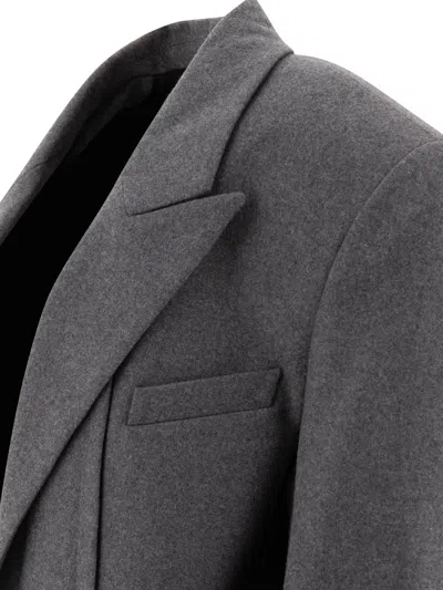 Attico Single-breasted Oversized Wool Blazer In Gray