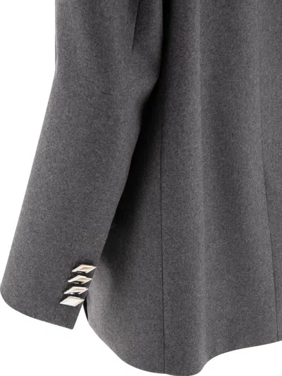 Attico Single-breasted Oversized Wool Blazer In Gray