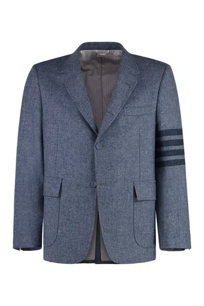 Thom Browne Unstructured Straight Fit Sewed In 4bar In Solid Donegal Tweed