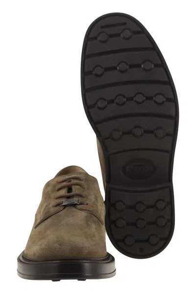 Tod's Suede Lace-up In Nude