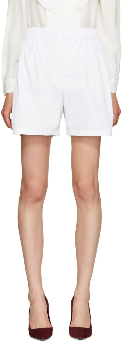 Shop Miu Miu White Poplin Oversized Shorts