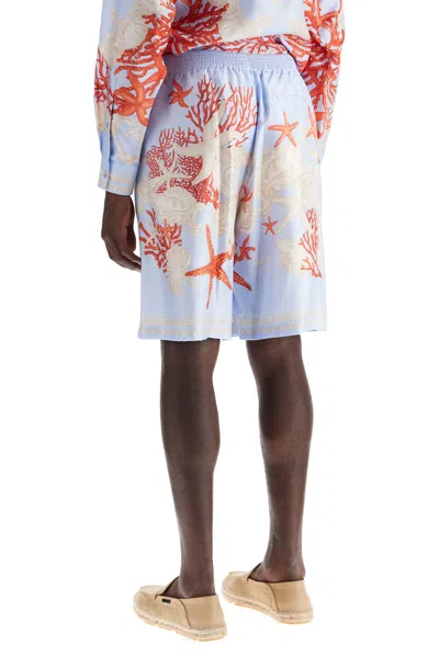 Versace Multicolor Shorts With Seabed Print In Silk Man