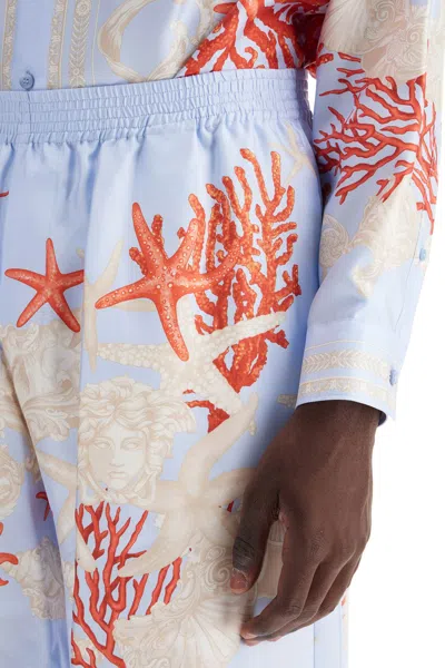 Versace Multicolor Shorts With Seabed Print In Silk Man