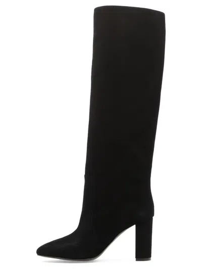 Via Roma 15 Black Suede Ankle Boots With Refined Block Heel