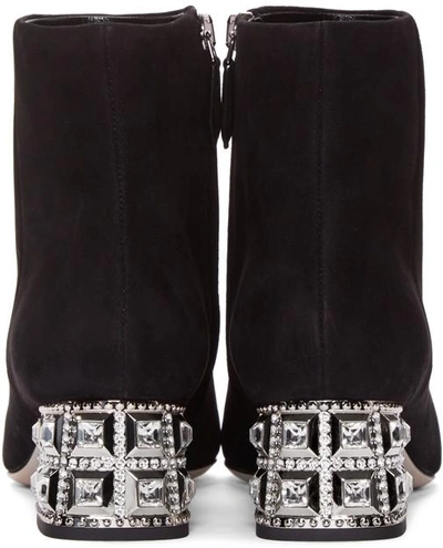 Shop Miu Miu Black Crystal Heel Boots