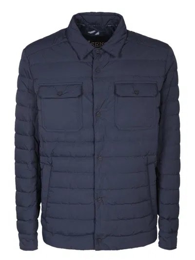 Herno Quilted Down Shirt Jacket In Blue
