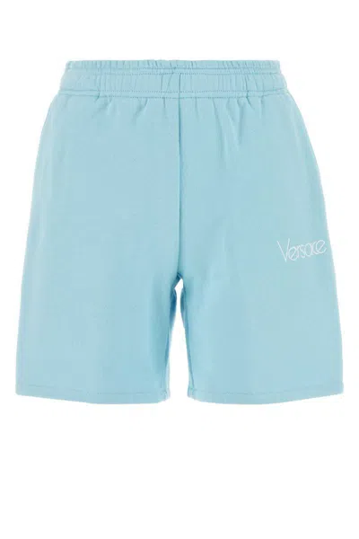 Versace 1978 Re-edition Brushed Jersey Shorts In Blue