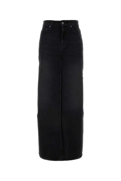 Mother Gonna The Fun Dip Slice In Denim Nero  Donna In Black