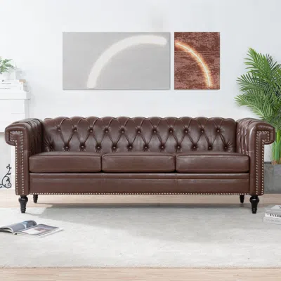 Streamdale Furniture Streamdale 83.66 Inch Width Traditional Square Arm Removable Cushion 3 Seater