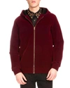 Givenchy Velvet Cobra-back Zip-up Hoodie, Burgundy In Burgundy