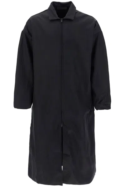Essentials Long Nylon Jacket With Logo Patch.