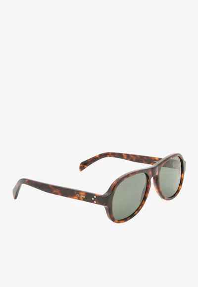Celine 3 Dots Aviator Sunglasses In Green