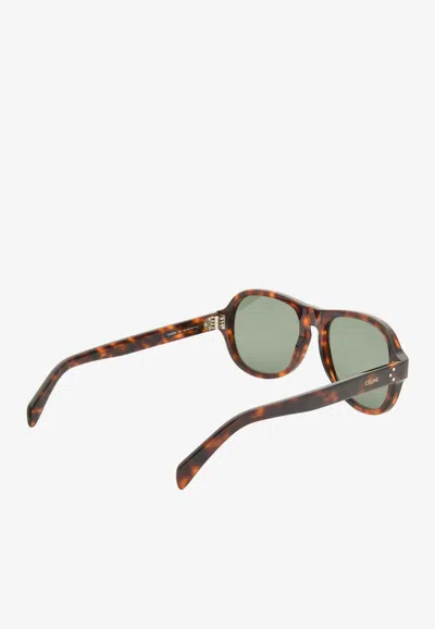 Celine 3 Dots Aviator Sunglasses In Green