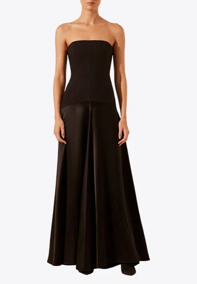 SHONA JOY ADRI STRAPLESS PANELED MAXI DRESS 