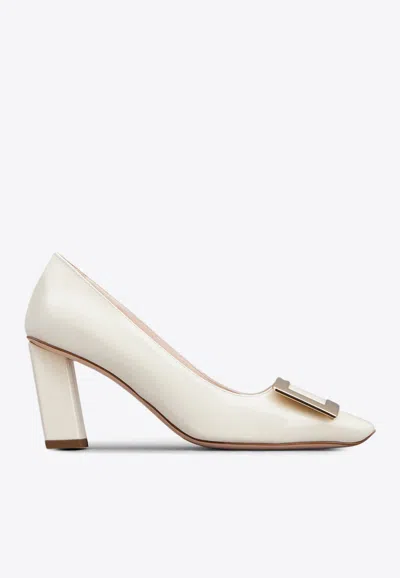 Roger Vivier Belle Patent Leather Pumps In White
