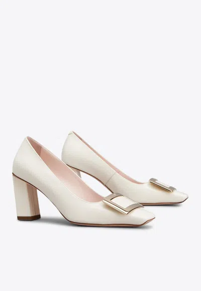 Roger Vivier Belle Patent Leather Pumps In White