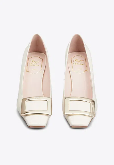 Roger Vivier Belle Patent Leather Pumps In White
