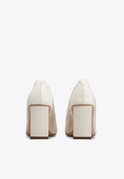 Roger Vivier Belle Patent Leather Pumps In White
