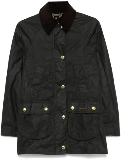 Barbour Woman Jacket Charcoal Size 10 Cotton In Green