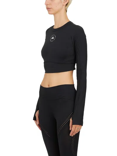 Adidas By Stella Mccartney Truestrength Cutout Cropped Printed Top