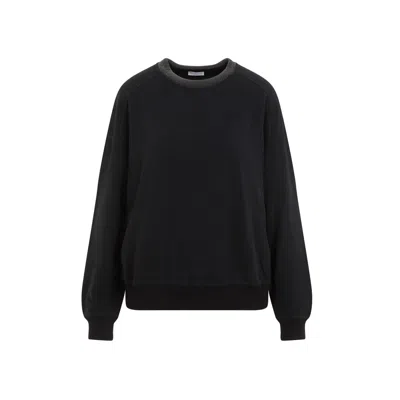 Brunello Cucinelli Black Cotton Crewneck Sweatshirt