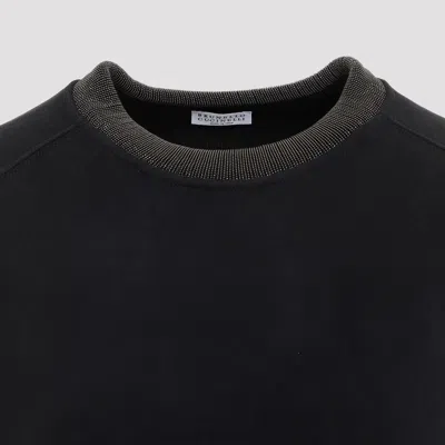 Brunello Cucinelli Black Cotton Crewneck Sweatshirt
