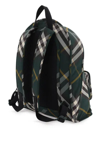 Burberry Check Pattern Shield Backpack With Front Zip