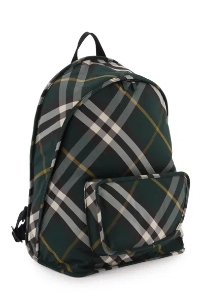Burberry Check Pattern Shield Backpack With Front Zip
