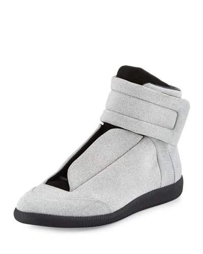 Maison Margiela Future Glitter Leather High top Sneakers Silver black ModeSens