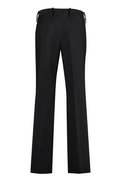Burberry Suit Pants In Navy Blue Wool. Straight-leg Cut. Zippered Closure And Belt Clip.