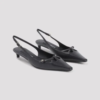 Dolce & Gabbana Mun 30 Croc-embossed Leather Slingback Pumps In Black