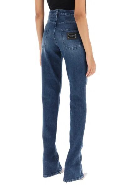 Dolce & Gabbana Destroyed Skinny Jeans With Engraved Metal Accents