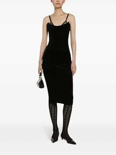 Dolce & Gabbana Velvet Calf-length Corset Dress