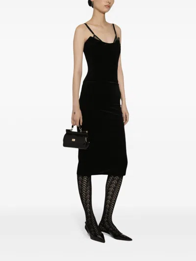 Dolce & Gabbana Velvet Calf-length Corset Dress
