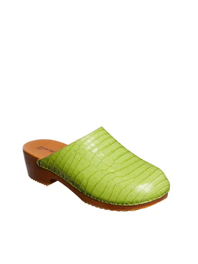 Figure Decorative Crocodile-embossed Leather Mules