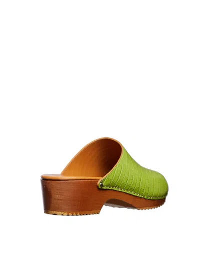 Figure Decorative Crocodile-embossed Leather Mules